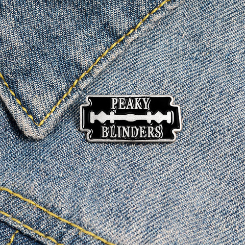Creative Geometry Black Enamel Brooch Peaky Blinders Gangster Biography Blade Pins Alloy Badge Clothes Bags Accessories Jewelry ► Photo 1/6