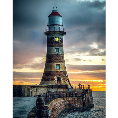 GATYZTORY Frame Diy Paint By Numbers Kits For Kids Handmade Lighthouse Landscape Paint On Canvas Wall Art Picture For Home Art ► Photo 1/6