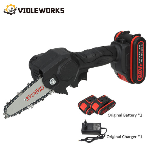 4 Inch 88V 1080W Mini Electric Chain Saw With 2PC Battery Rechargeable One-handed Woodworking Pruning Garden Tool EU Plug ► Photo 1/6