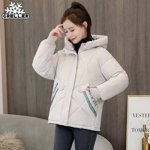 GRELLER Women Winter Jacket Slim Parkas Patchwork Thicken Warm Coat Hooded Female Down Cotton-padded Short Winter Jacket Coat ► Photo 1/6