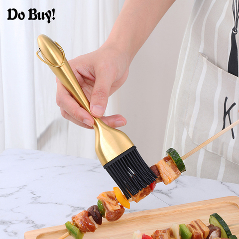 1 Pcs Oil Brushes Stainless Steel Silicone Kitchen BBQ Grilling Baking Cooking Brushes Barbecue Cooking Tools ► Photo 1/6