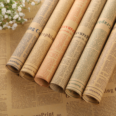 Vintage Kraft Retro English Newspaper Double sided Flowers Gift Wrapping Paper DIY Artware Package Book Cover Wrap Packing 52x75 ► Photo 1/6