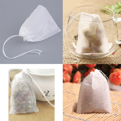 100 Pcs Tea Bags Tea Infuser with String Teabags Empty Scented Tea Bags Heal Seal Filter Paper 5 x 7CM ► Photo 1/6