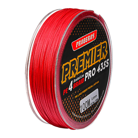 100M Fishing Line 4 Strands PE Braided Red 10 50 100 LB Pound Fish