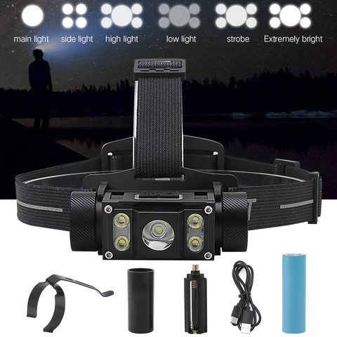 BORUiT Super Bright L2 LED Headlamp Flashlight Type-C Rechargeable Lantern Waterproof Portable Tactical Camping Head Torch Light ► Photo 1/6