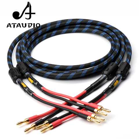 One pair ATAUDIO hifi speaker cable high quality 6n OFC speaker wire with banana plug Y plug ► Photo 1/5