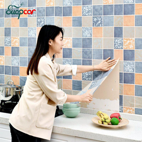 PVC High Temperature Kitchen Oil-proof Stickers Self-adhesive Waterproof Wallpaper Cabinet Tiles Range Hood Stove Wall Sticker ► Photo 1/6
