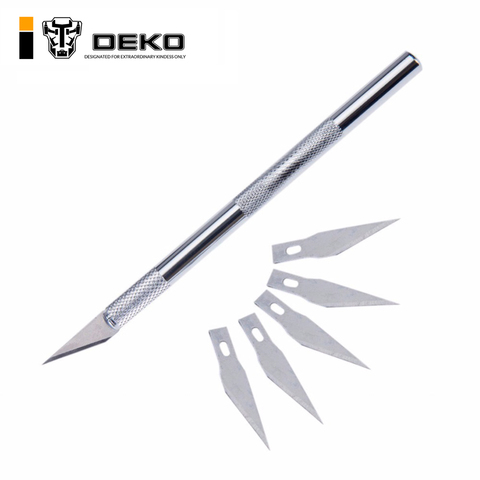 DEKO Non-Slip Metal Scalpel Knife Tools Kit Cutter Engraving Craft Knives Pen Cutter+ 6 pcs Blades for PCB Repair DIY Tool ► Photo 1/6