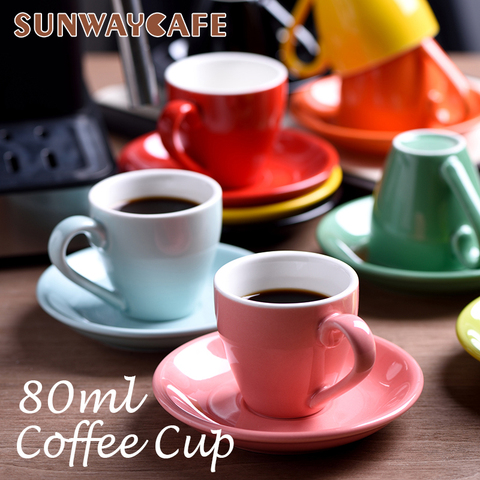 80ml high-grade ceramic coffee cups Coffee cup set Simple European style Mug Cappuccino flower cups Latte ► Photo 1/5