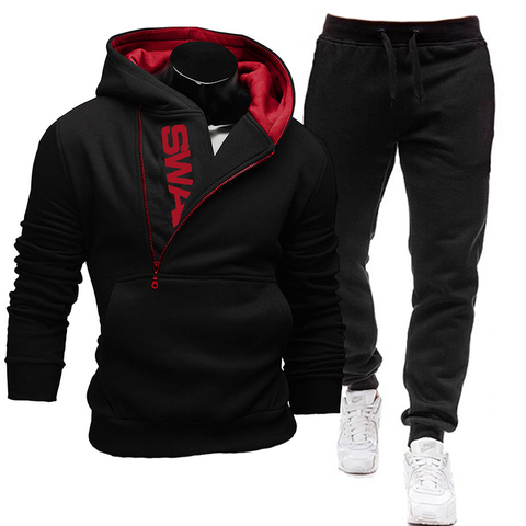 2022 Tracksuit Men 2 Pieces Set Sweatshirt + Sweatpants Sportswear Zipper Hoodies Casual Mens Clothing Ropa Hombre Size S-3XL ► Photo 1/6