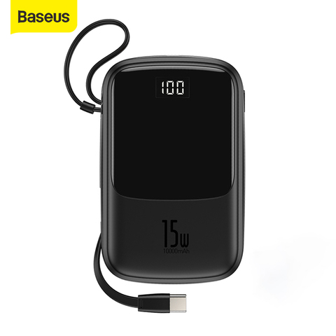 Baseus 10000mah Power Bank 15W Phone Charger 4 Output 2 Input Digital Display Battery Powerbank Portable Charger For iP Samsung ► Photo 1/6