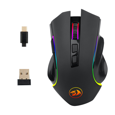 Redragon M602KS Wireless Gaming Mouse LED RGB Backlit MMO 8 Programmable Buttons Mouse Macro Recording Side Buttons For Windows ► Photo 1/6
