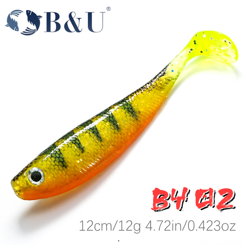 B&U 3pcs 120mm 12g Saltwater Freshwater Fishing soft Lures Silicone Minnow Worms Wobblers Artificial Bait Bass Tackle Jig ► Photo 1/6