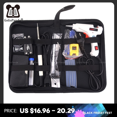 Free Shipping 10 IN 1 Glue Gun Solder Iron Set DIY Repair Tool Professional 110-240V 20W With Sticks Tweezer Iron Tips Etc. ► Photo 1/6