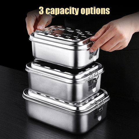 1000/1500/1900ML Lunch Box Food Grade 304 Stainless Steel Anti-leak Bento Box Strong Tightness For Storing Various Fruits Snacks ► Photo 1/6