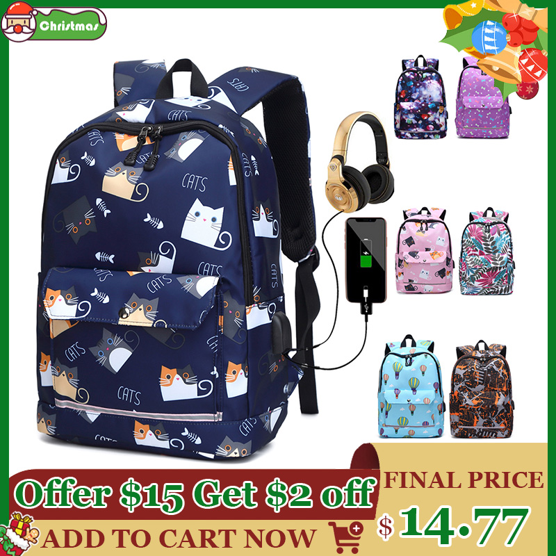 Cute Cat Canvas Backpack Cartoon Embroidery Backpacks For Teenage Girls  School Bag Fashio Black Printing Rucksack Mochilas Xa69h - School Bags -  AliExpress