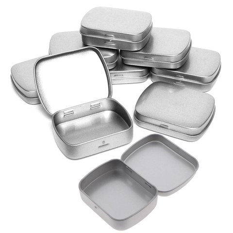 Portable Travel Silver Metal Rectangle Pill Box Case Drug Holder Medicine Tablet Capsule Box Container Storage ► Photo 1/6