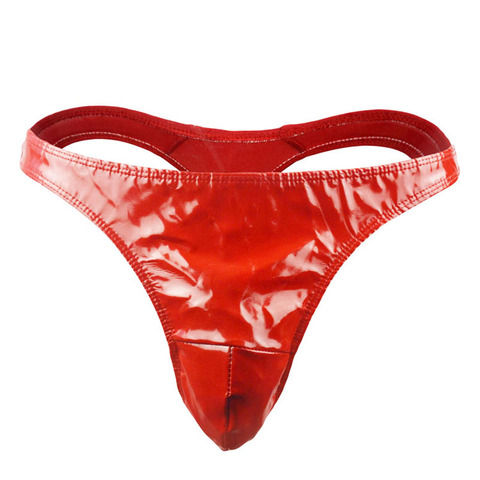 Sexy Mens Underwear Red Faux Leather Briefs Panties ZJH0980T ► Photo 1/5