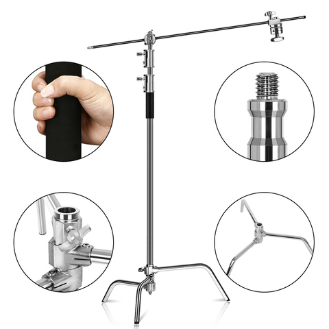 Metal Height 2.6M/8.5FT Adjustable Reflector Tripod Stand with Holding Arm 2pc Grip Head for Photography Studio Video Equipment ► Photo 1/5