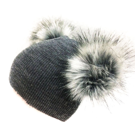 earflap cap children's winter infant newborn baby kids faux fur wool hat beanie with two double pom pom  for boys and girl 0-40Y ► Photo 1/6