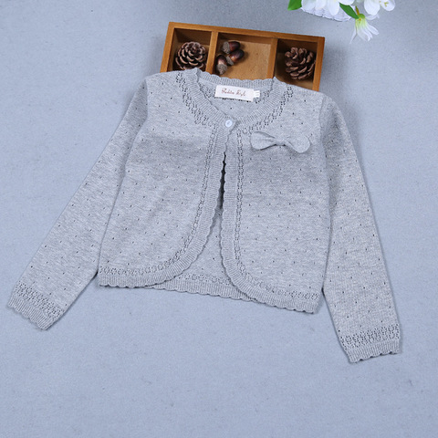 2022 Gray Kids Cardigan Sweater Girl Outerwear Long Sleeve Cotton Girls Jacket For 1 2 4 6 8 10 11 Years Old Kids Clothes 175024 ► Photo 1/6