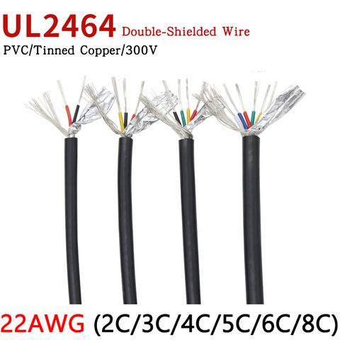 1M 22AWG UL2464 Shielded Wire Signal Cable 2 3 4 5 6 8 Cores PVC Insulated Channel Audio Headphone Copper Control Sheathed Wire ► Photo 1/1