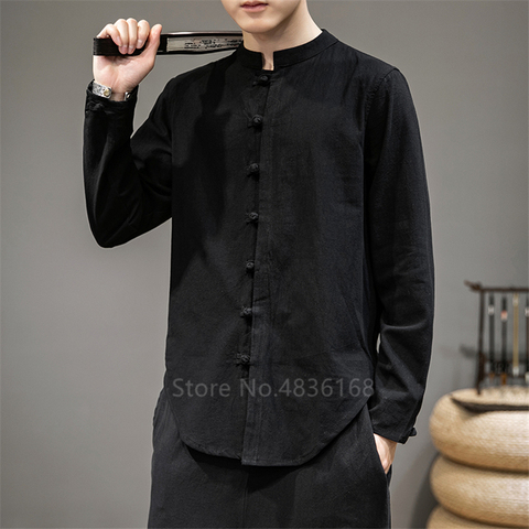 2022 Casual Oriental Men New Wingchun Kung Fu Tai Chi Linen Shirt Chinese Style Traditional Top Vintage Plus Size Coat Tang Suit ► Photo 1/6