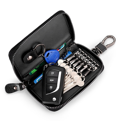 Mini Card Bag Keychain Men Women Key Holder Organizer Pouch Cow Split Car Key Bag Wallet Housekeeper Key Case ► Photo 1/6