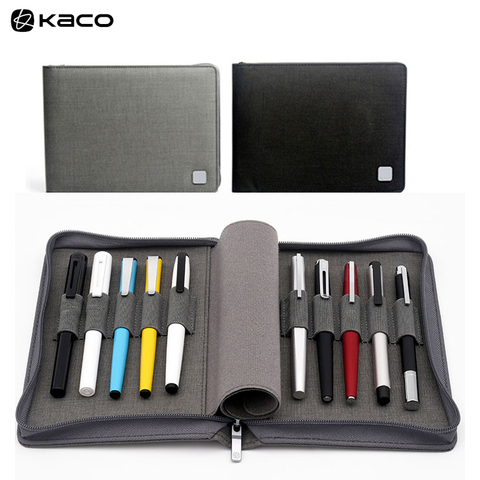 KACO ALIO Pen Storage Bag For 10 pens zipper warterproof pen storage bag Black Pen Case Holder Storage Pouch Pencil ► Photo 1/6