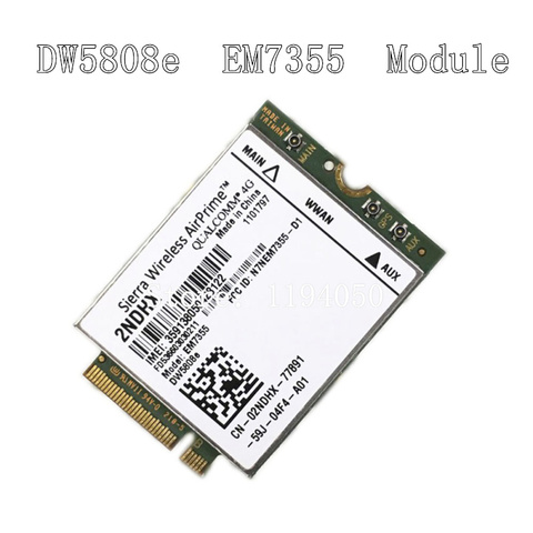 Dell Wireless DW5808E 4G LTE EM7355 Qualcomm WWAN NGFF Card 3G Module dw 5808E ► Photo 1/1