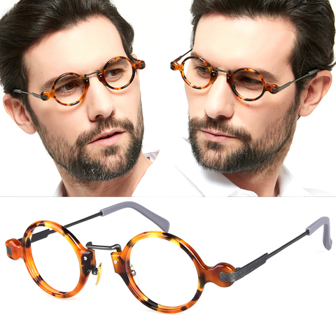 High Quality Titanium Acetate Creative Glasses for Men Women Optical Prescription Eyeglasses with Colored Round Circle Frame ► Photo 1/6