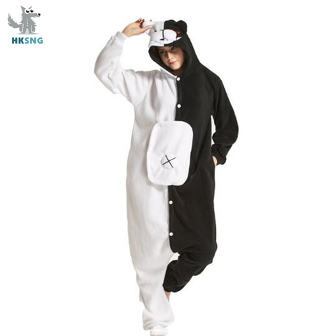 HKSNG Adult Kigurumi Bear Animal Pajamas Black White Bear Monokuma Onesies Cosplay Costume Party  Jumpsuits Christmas ► Photo 1/6