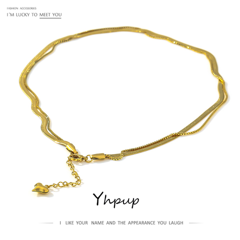 Yhpup Statement Snake Chain Multi-Layer Choker Necklace joyería acero inoxidable mujer бижутерия для женщин Necklace Women 2022 ► Photo 1/6