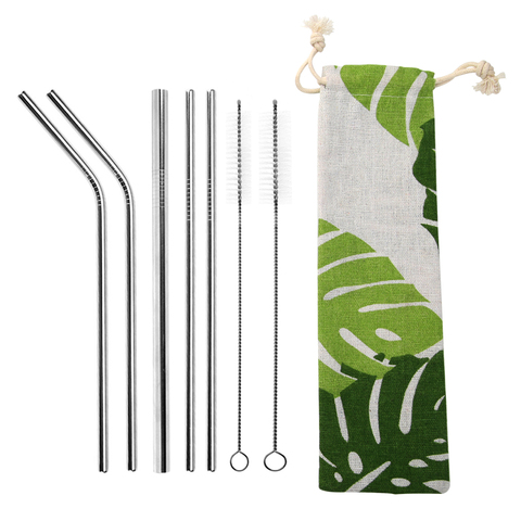 Stainless Steel Metal  Drinking Straw Eco Friendly Reusable Straw Cleaner Brush Tube Straws Wedding Party Decoration Accessories ► Photo 1/6