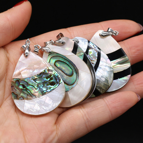 Natural Shell Pendant Mother of Pearl Splicing Abalone Shell Exquisite charms For jewelry making DIY Necklace accessories50X30mm ► Photo 1/6