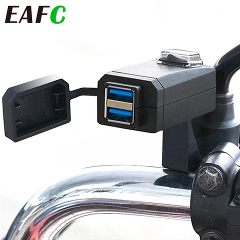 EAFC QC3.0 USB Motorcycle Charger Waterproof Dual USB Quick Change 3.0 12V Power Supply Adapter Universal Charge for Phone ► Photo 1/6