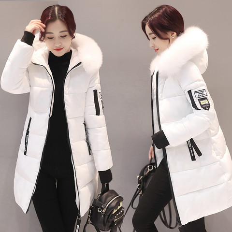 2022 Winter Jacket Women Parka Coat Big Fur Collar Hooded Thick Warm Down Cotton Jacket Parkas Long Female Coat CasualOutwear ► Photo 1/6