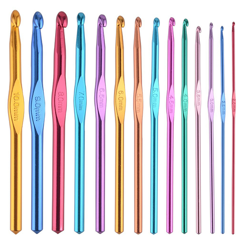 Aluminum Crochet Hooks Multicolor Mixed 2-10mm Knitting Needles DIY Craft Yarn Sewing Needle For Mom's Gift ► Photo 1/6