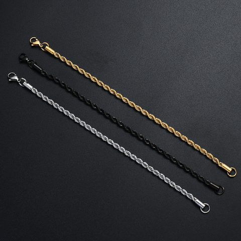 316L Stainless Steel Gold Black Color Twist Chain Bracelet Fashion Jewelry For Men and Women 4MM Link Bracelet ► Photo 1/6