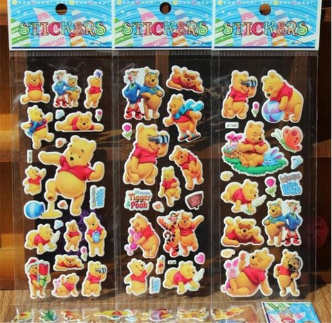 3D Cartoon winnie the pooh stickers Kids Toys Bubble stickers Teacher baby Gift Reward PVC Christmas gift ► Photo 1/6