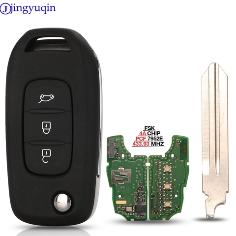 jingyuqin 3 Buttons 434 MHz Flip Remote Key for Renault Megane 4 Captur Kadjar Symbol ► Photo 1/4