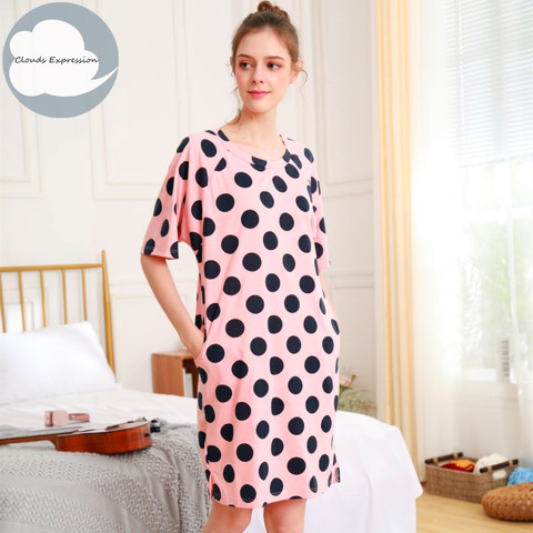 Summer Cotton M-5XL Sleepwear Women Nightdress Womens Cotton Cartoon Ladies Nightgown Sexy Nightwear Plus Size Home Sleep Dress ► Photo 1/6