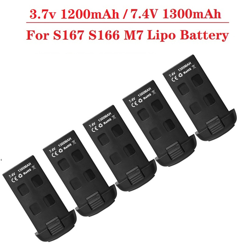 5Pcs RC Drone Battery for S166 S167 M7 3.7v 1200mAh / 7.4V 1300mAh Rechargeable Lipo Battery for S167 RC Quadrocopter Spare Part ► Photo 1/6