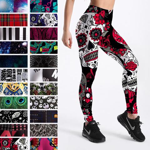 Qickitout 12% Spandex Fashion Cartoon Ice Cream God Horse Skull Digital Printed Legging Womens Star Stretch Pants ► Photo 1/6