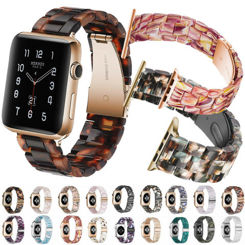 Replacement Resin Tortoise Shell Lines Watch Strap Bracelet for Apple Watch Series 5/4/3/2/1 42mm 44mm 38 & 40mm Leopard Print ► Photo 1/6