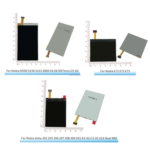 LCD Display Screen Replacement For Nokia E63 E71 E72 E73 N500 5230 5800 C6 X6 N97mini C5-03 Asha X3-02 C3-01 202 206 300 301LCD ► Photo 1/6