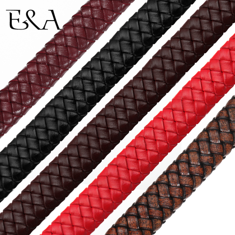 12*6mm Flat Square Leather Rope Braided Uninterrupted Cord For DIY Men Bracelet Jewelry Craft Making Accessories Wholesale ► Photo 1/6