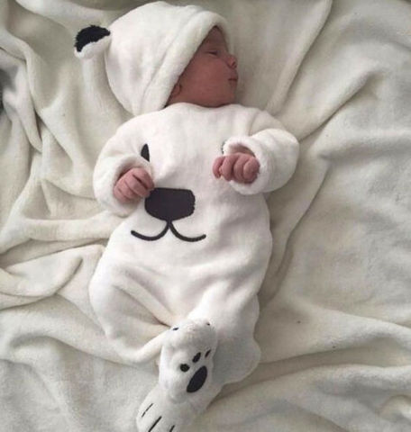 New 3 pieces Newborn Long Sleeve Fleece Bear Top Pant and Hat Set For Baby Boy Warm Winter Kids Clothes ► Photo 1/6