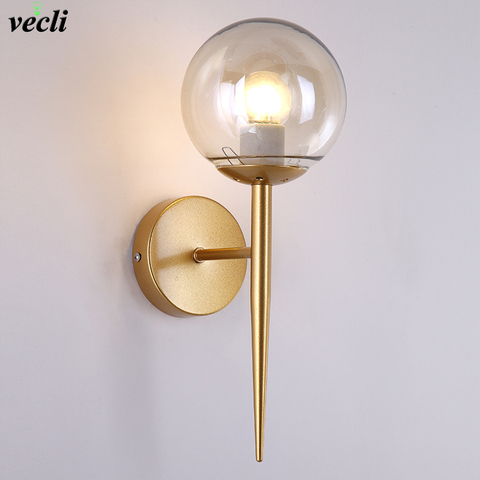 Modern style E27 LED wall lamps Nordic glass ball wall lights for passage corridor Bedroom bedside lamp Wall Sconces AC85-265V ► Photo 1/6