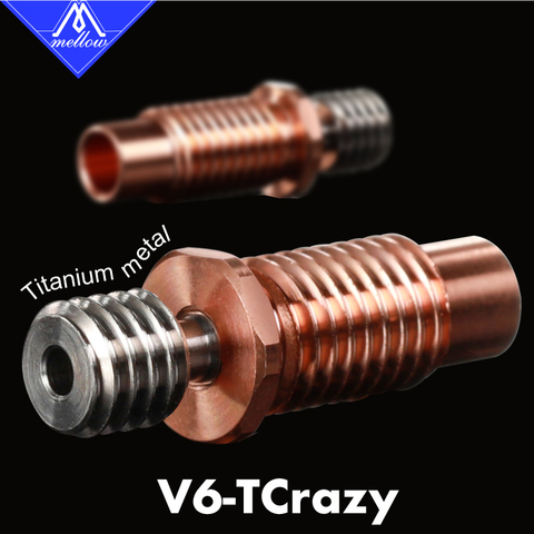 2022 Mellow All-Metal NF V6-TCrazy Heat Break Titanium & Copper 3D Printer Nozzle Throat For 1.75mm E3D V6 HOTEND Heater Block ► Photo 1/6